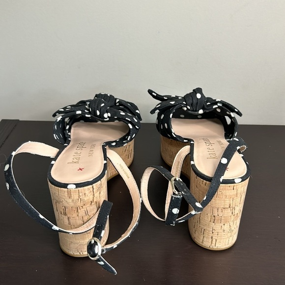 Kate Spade Shoe Julep Platform Wedges Polka Dot Black French Cream Sz 9 NEW - Picture 6 of 10